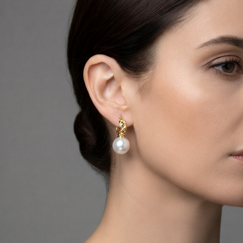 Bold Freshwater Pearl Hoop Earrings