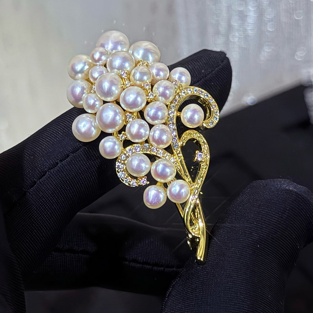 Golden Bloom Pearl Brooch