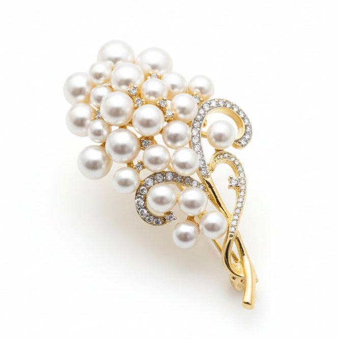 Golden Bloom Pearl Brooch
