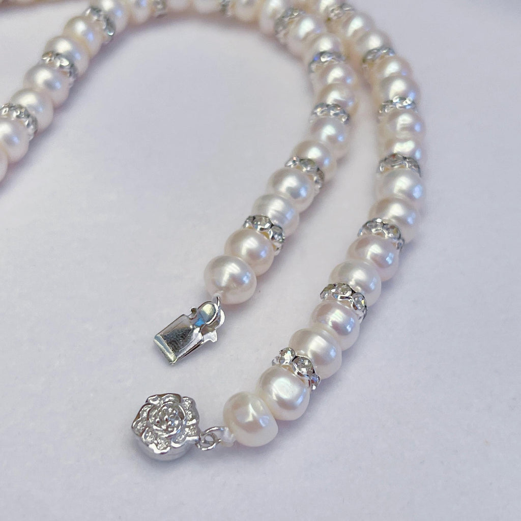 Abacus freshwater pearl necklace silver clasp
