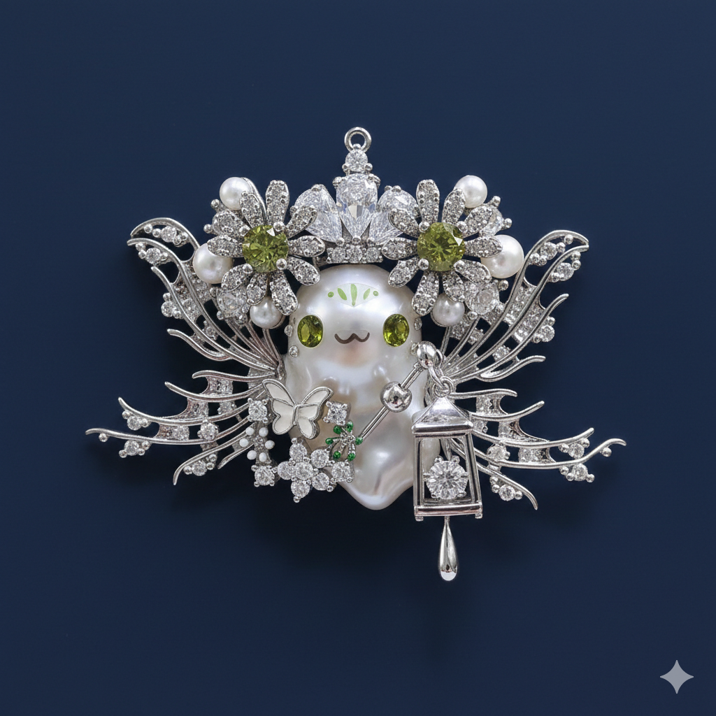 Fantasy pearl fairy statement jewelry render background