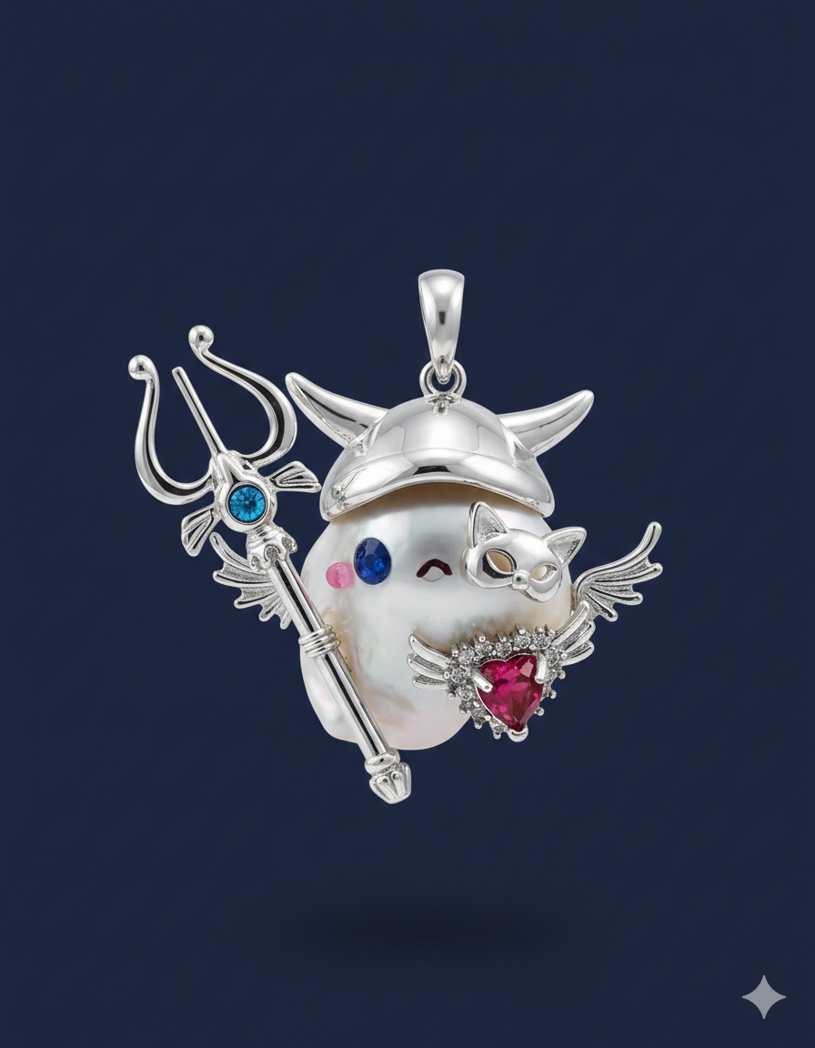 Creative pearl character pendant render background