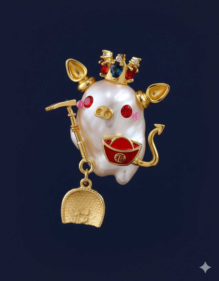 Creative pig character pearl pendant render background