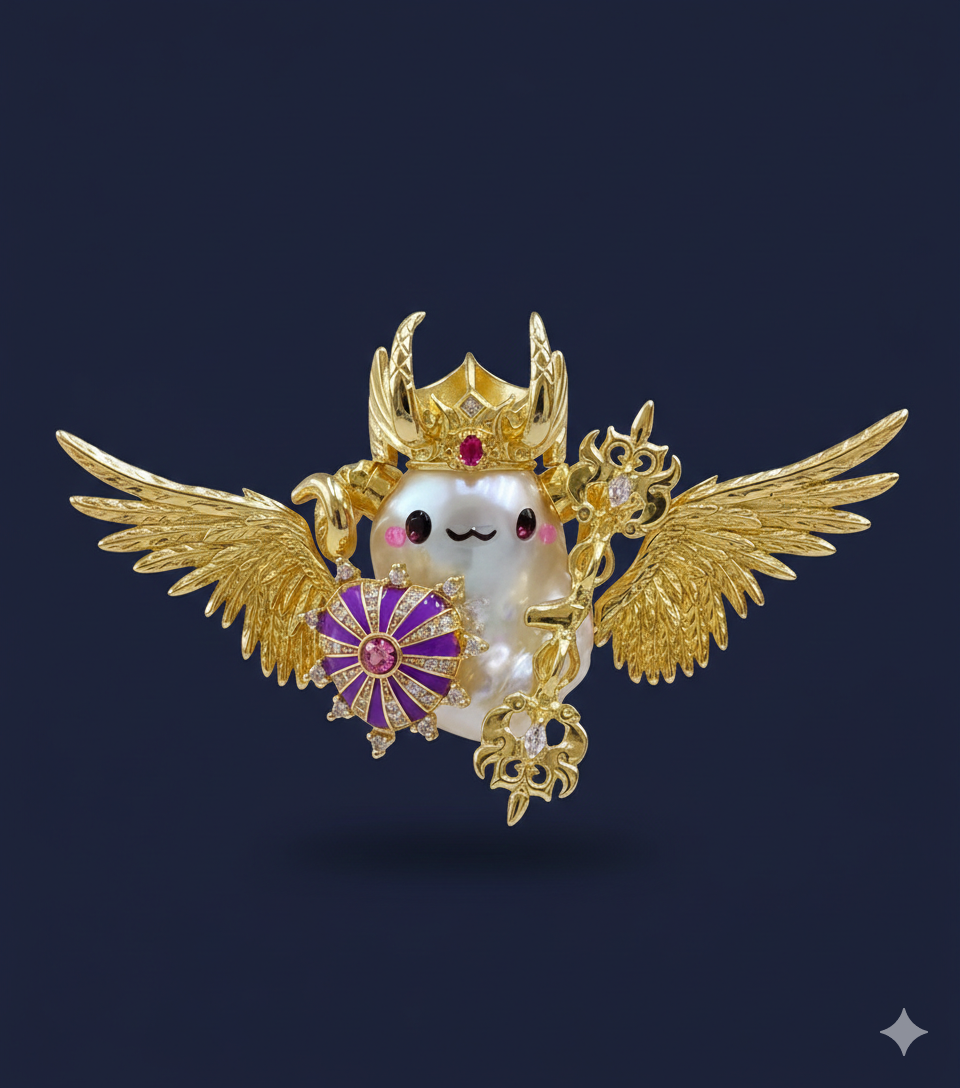 Fantasy pearl knight statement pendant render background