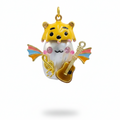 Handmade baroque pearl bear musician pendant on white background