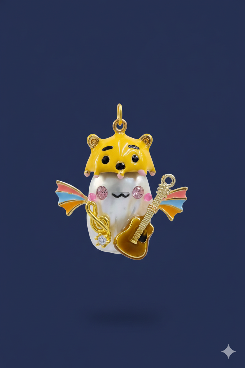 Creative pearl character musician pendant render background