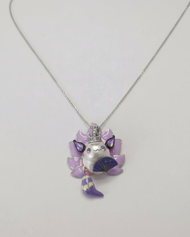 Unique handmade baroque pearl fox pendant with silver chain