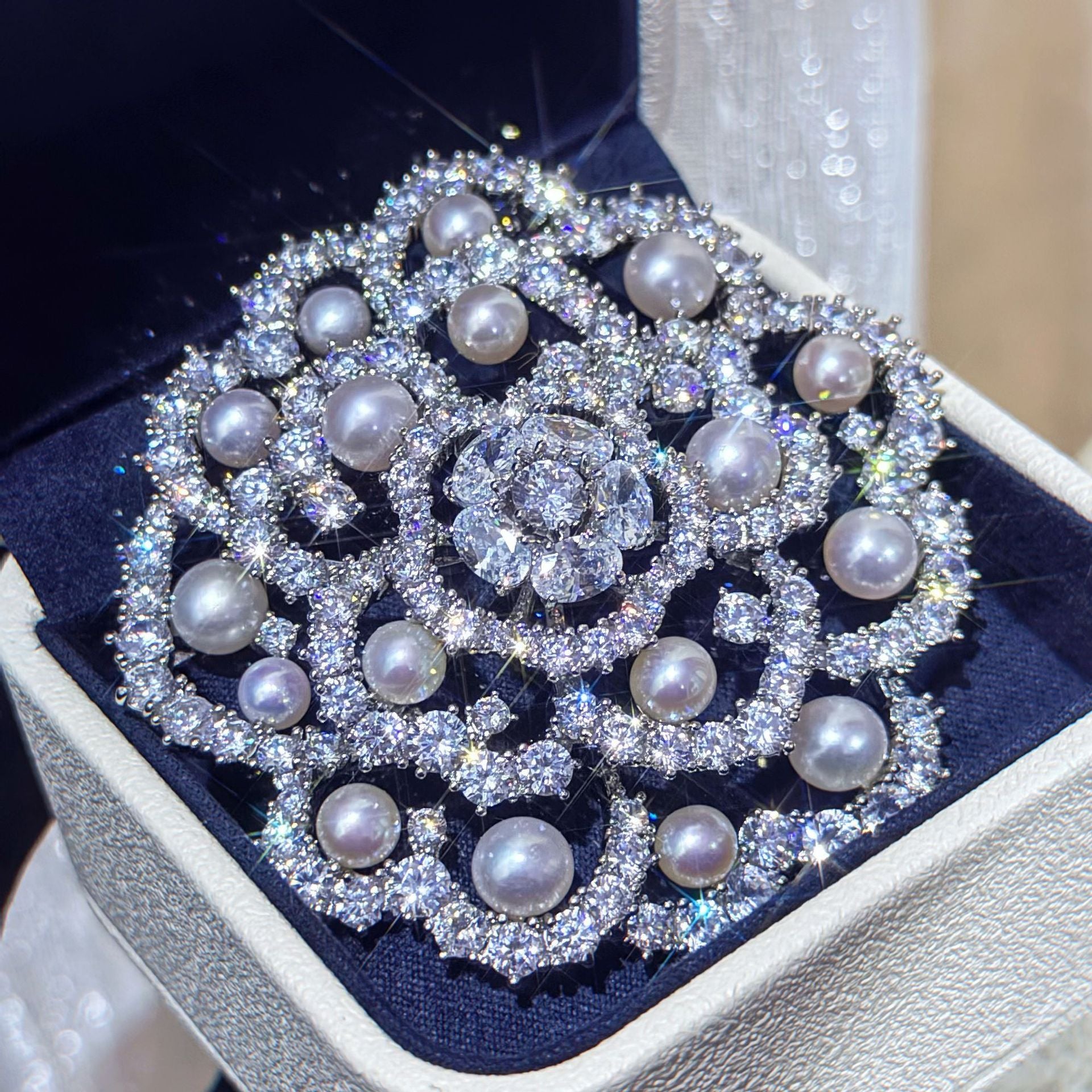 silver floral pearl brooch-zorapearls