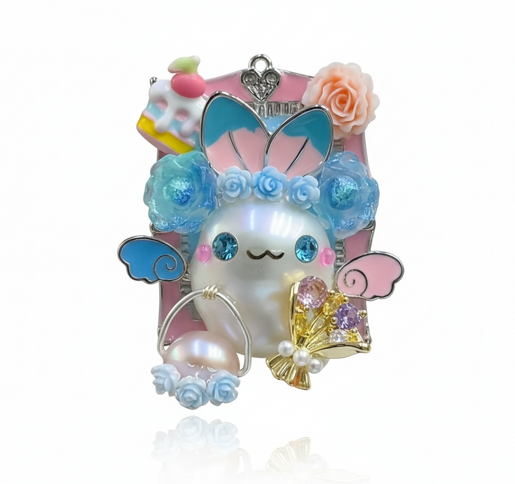 Candy Garden Bunny Baroque Pearl Fairy Pendant