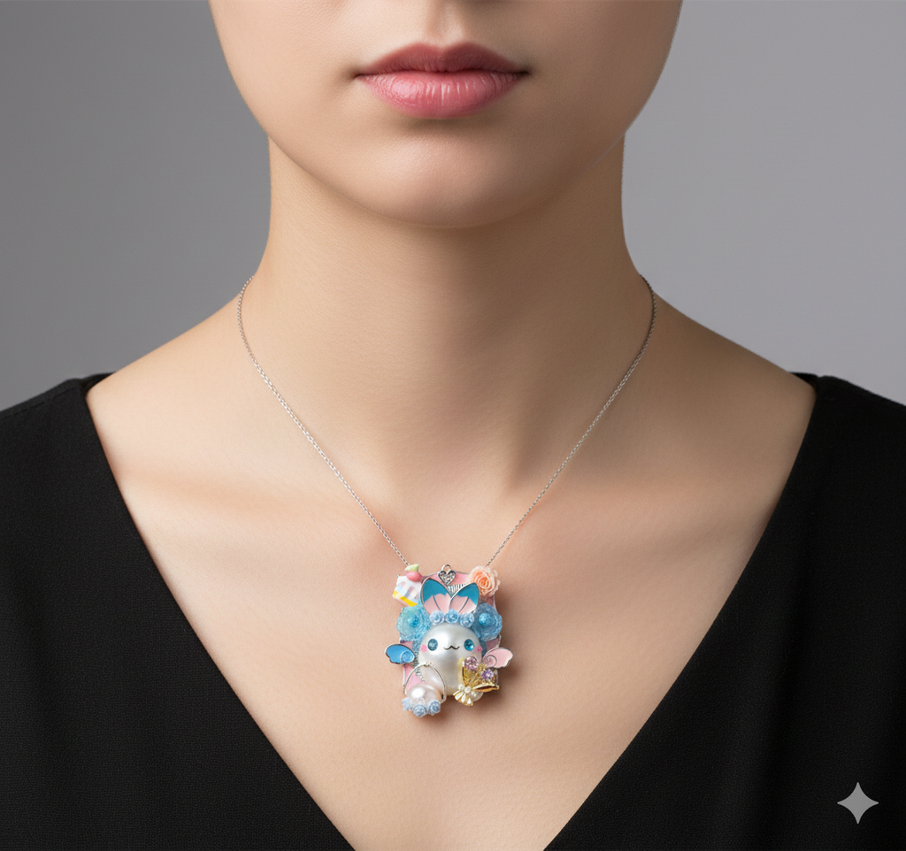 Candy Garden Bunny Baroque Pearl Fairy Pendant