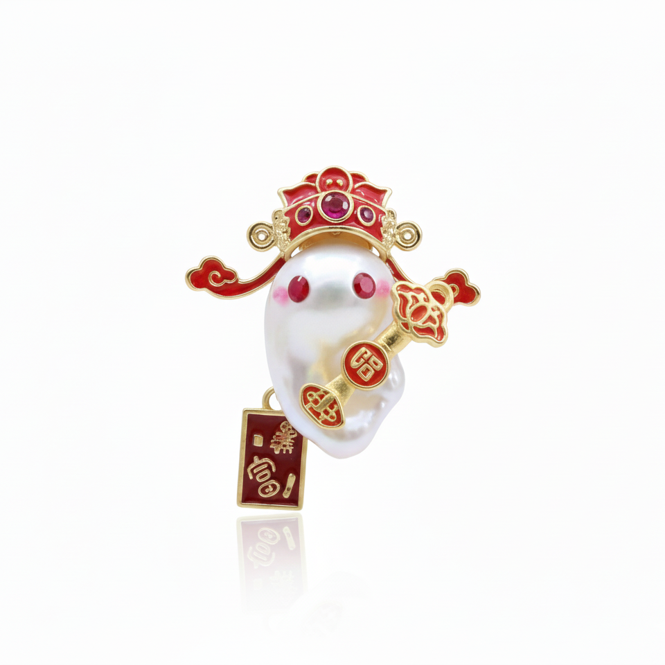 wealth god character pendant without chain in white background