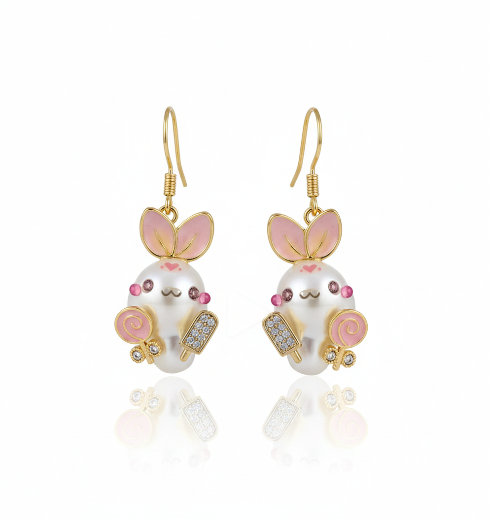 Bunny Spirit Baroque Pearl Earrings