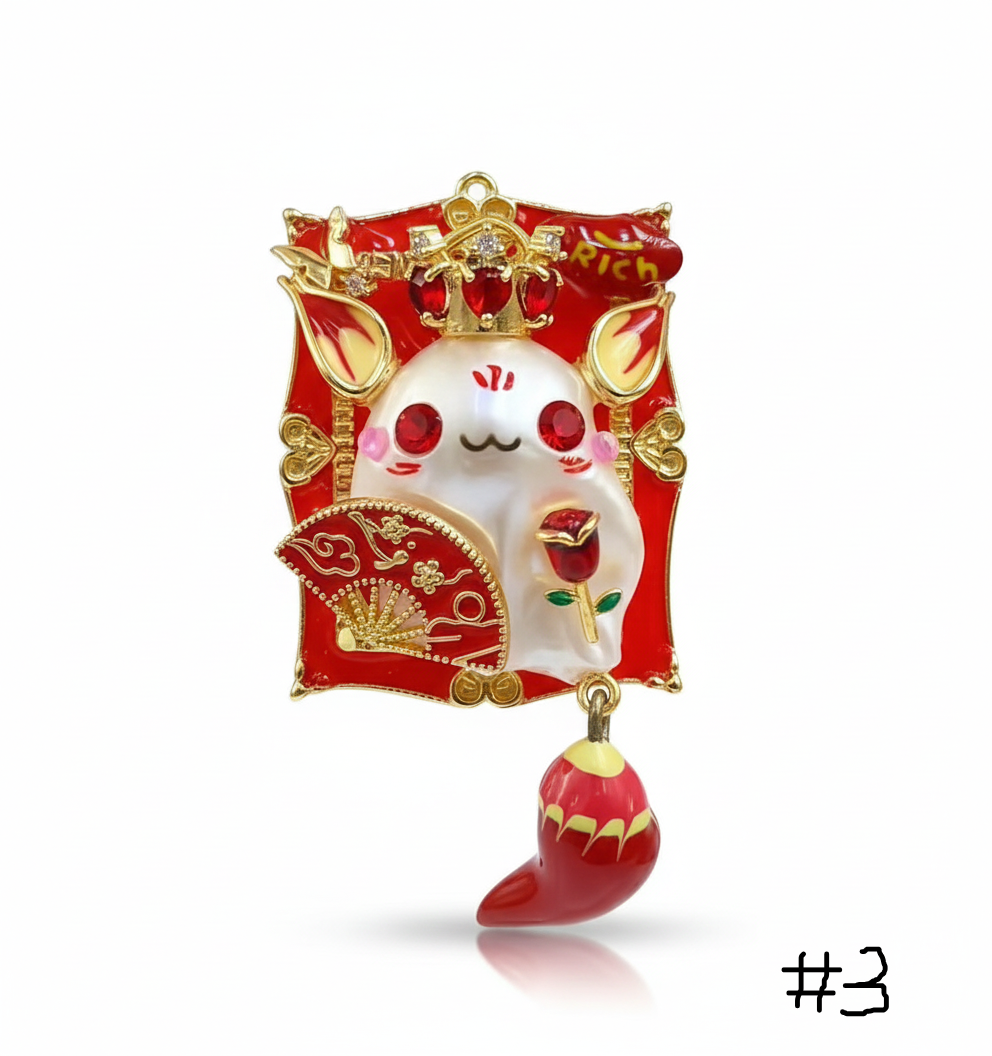 Fox Character Baroque Pearl Pendant