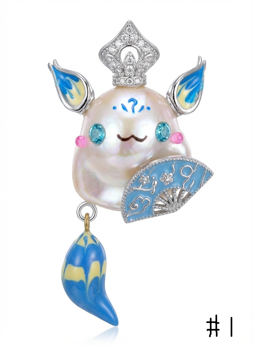 Fox Character Baroque Pearl Pendant