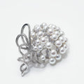 Silver Ribbon Pearl Brooch