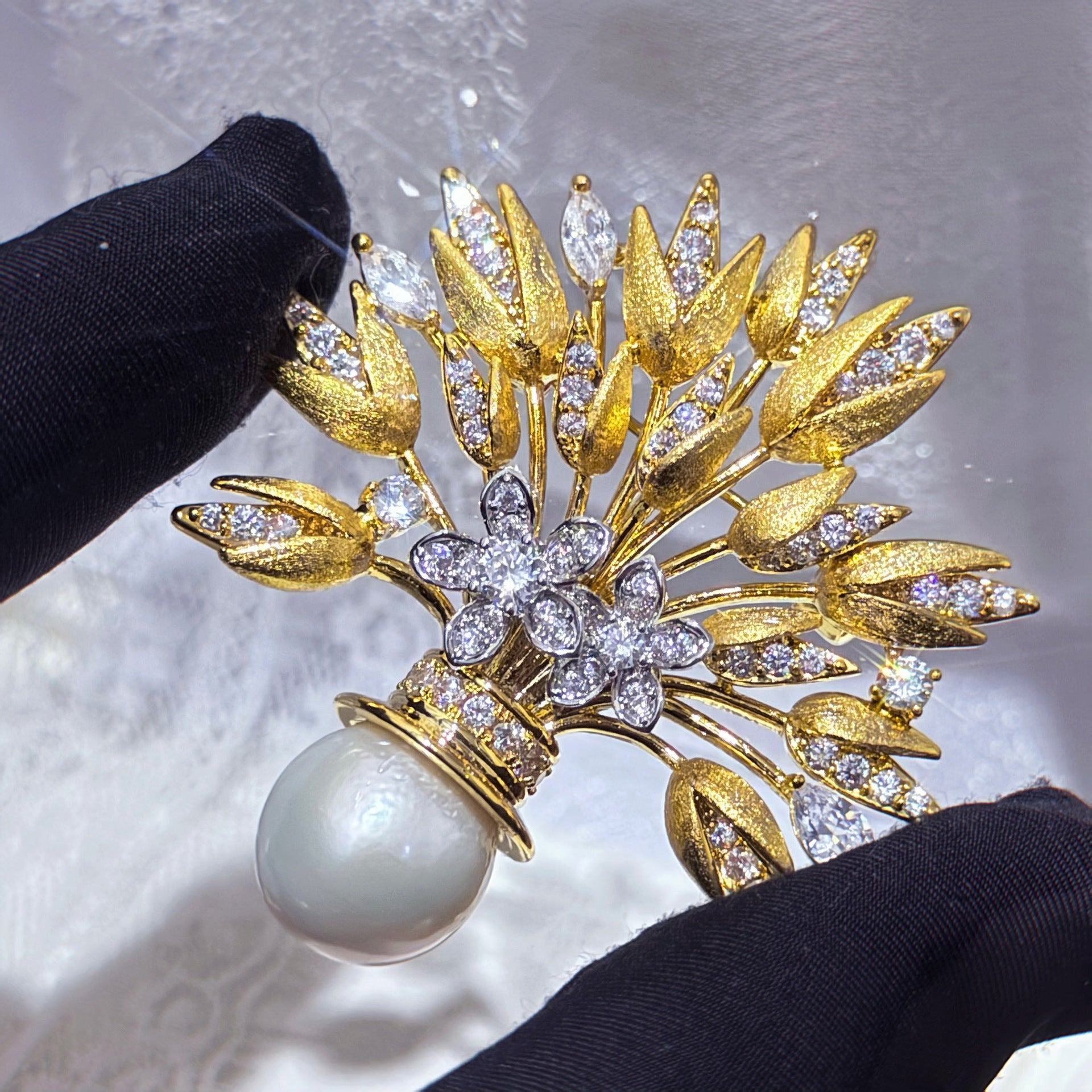 Golden Wheat Pearl Brooch