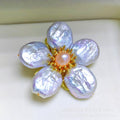 Baroque Pearl Petal Flower Brooch