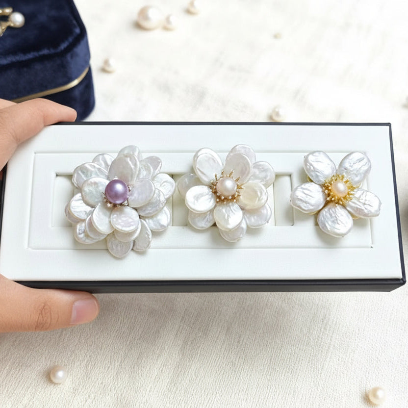 Baroque Pearl Petal Flower Brooch