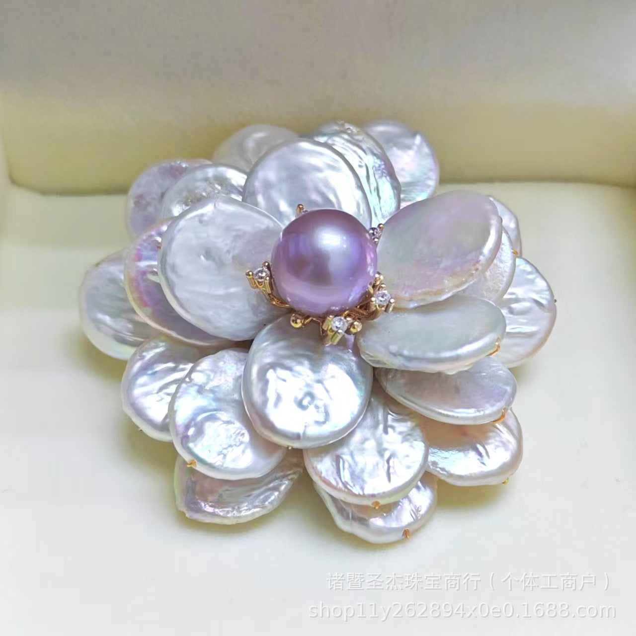 Baroque Pearl Petal Flower Brooch