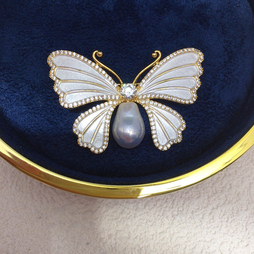 Butterfly Baroque Pearl Brooch