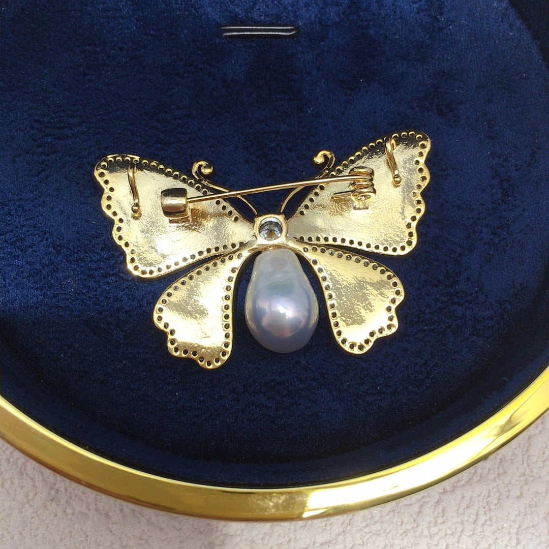 Butterfly Baroque Pearl Brooch