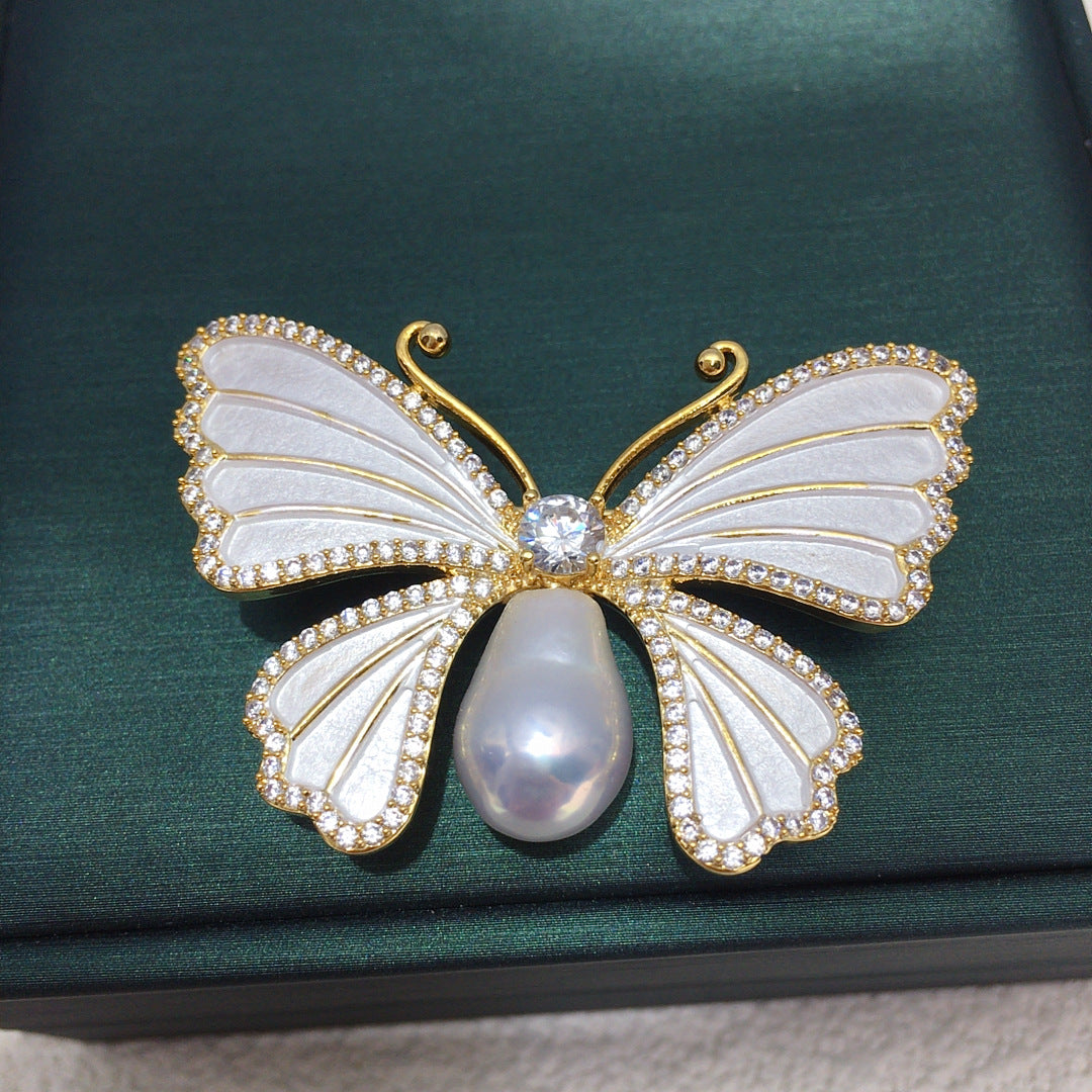Butterfly Baroque Pearl Brooch