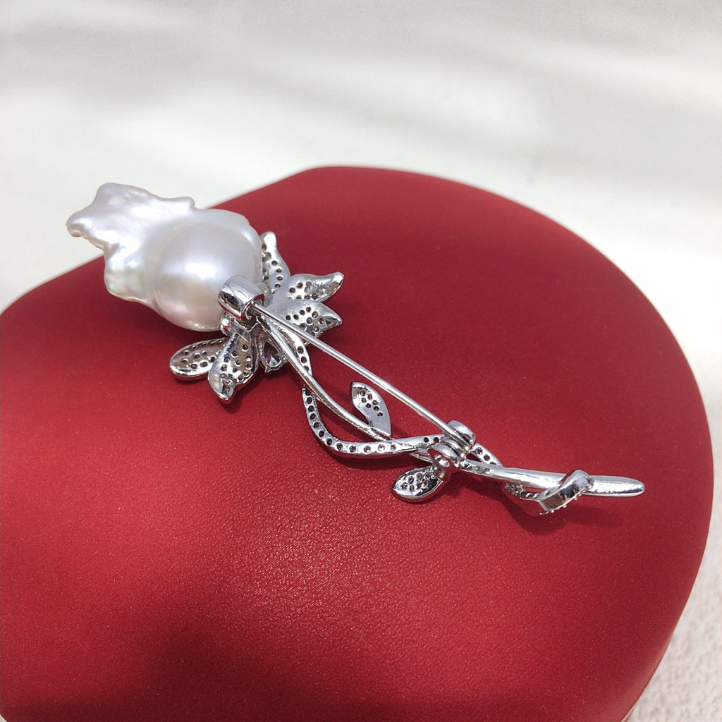Rose Baroque Pearl Brooch