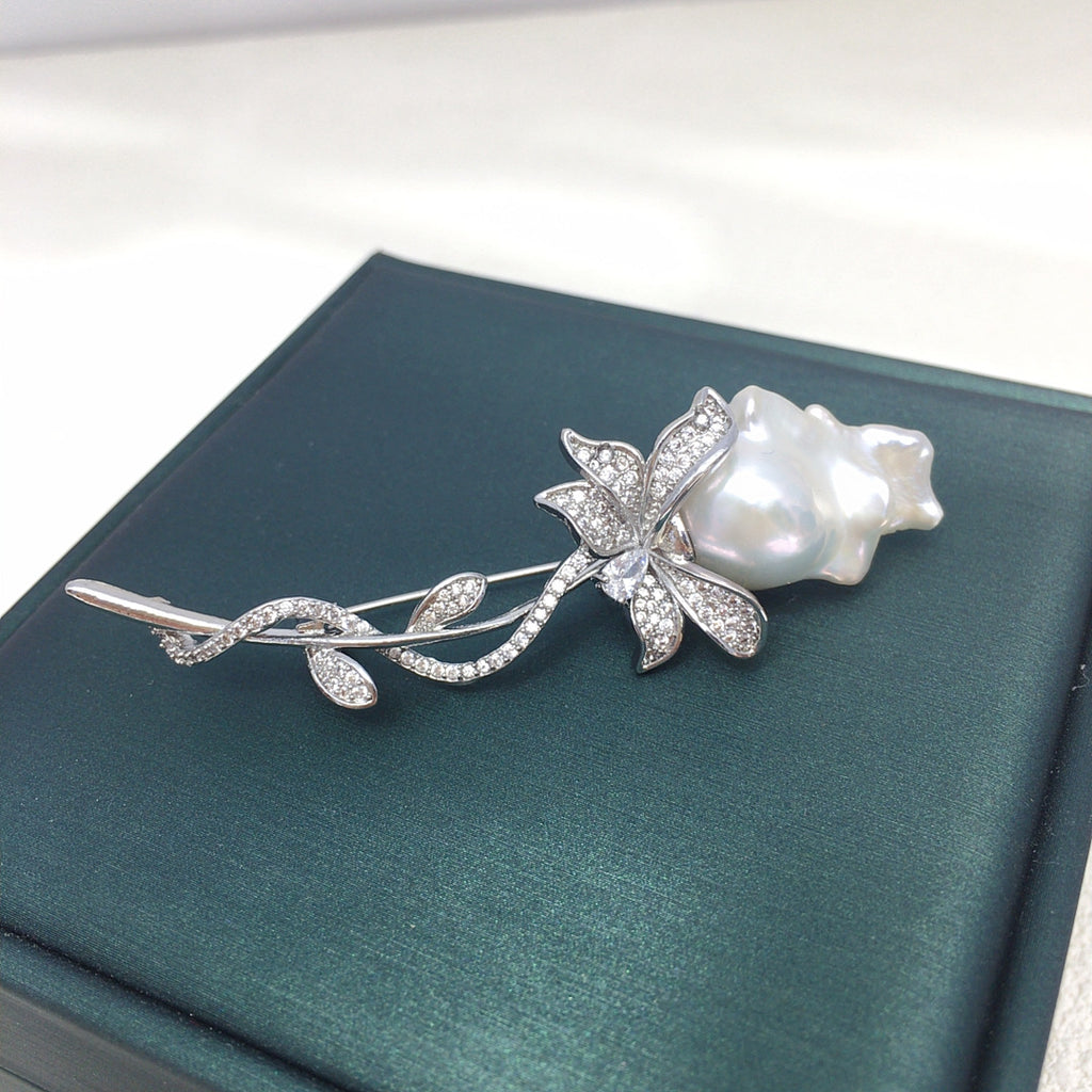 Rose Baroque Pearl Brooch