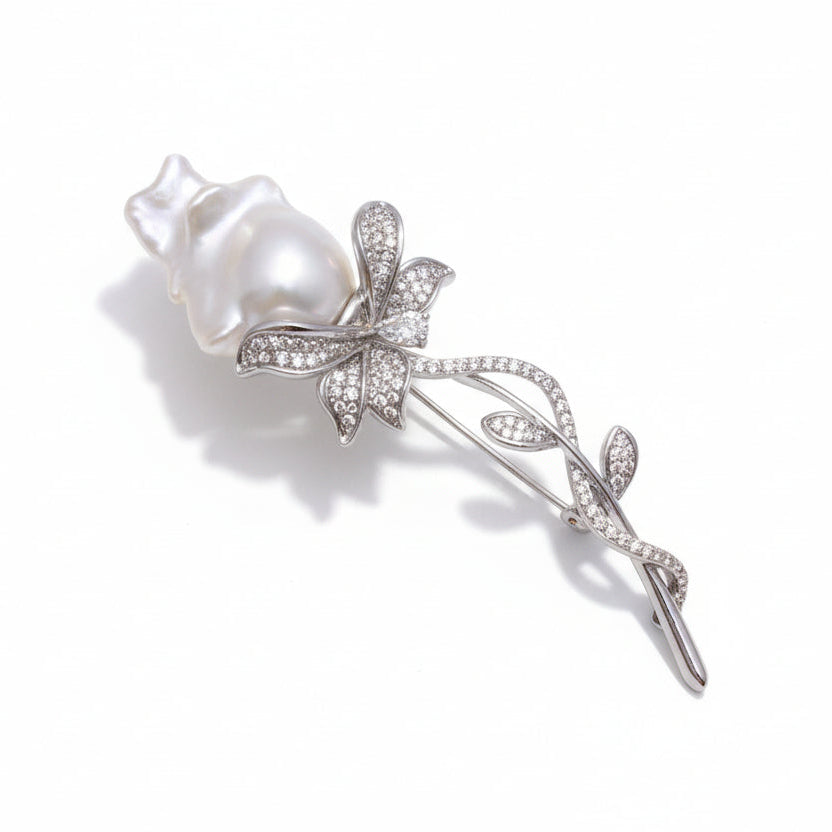 Rose Baroque Pearl Brooch