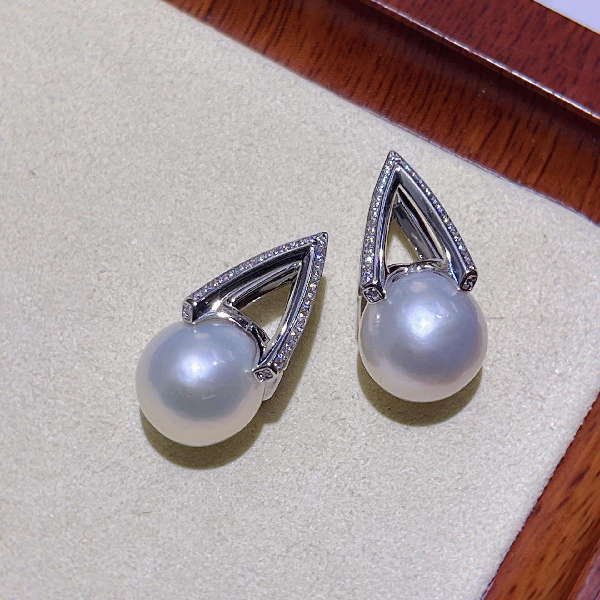 Geometric Freshwater Pearl Stud Earrings