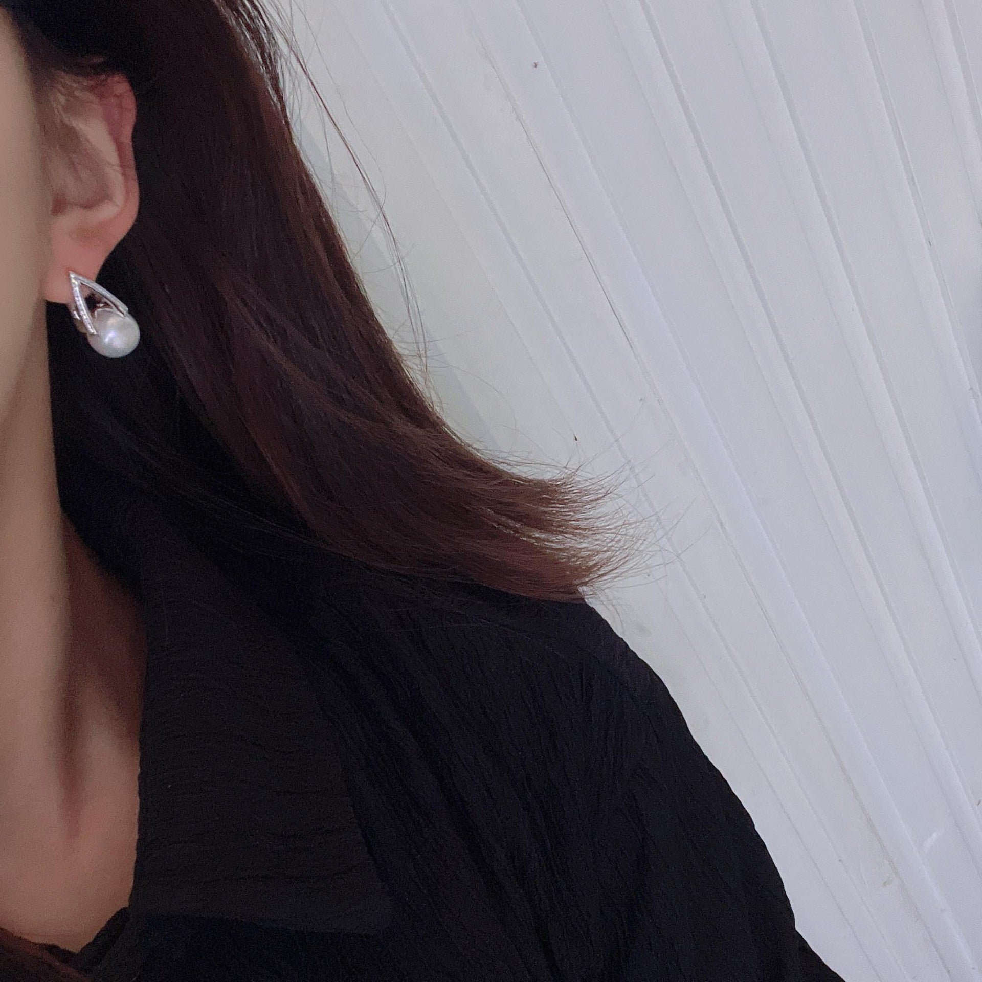 Geometric Freshwater Pearl Stud Earrings
