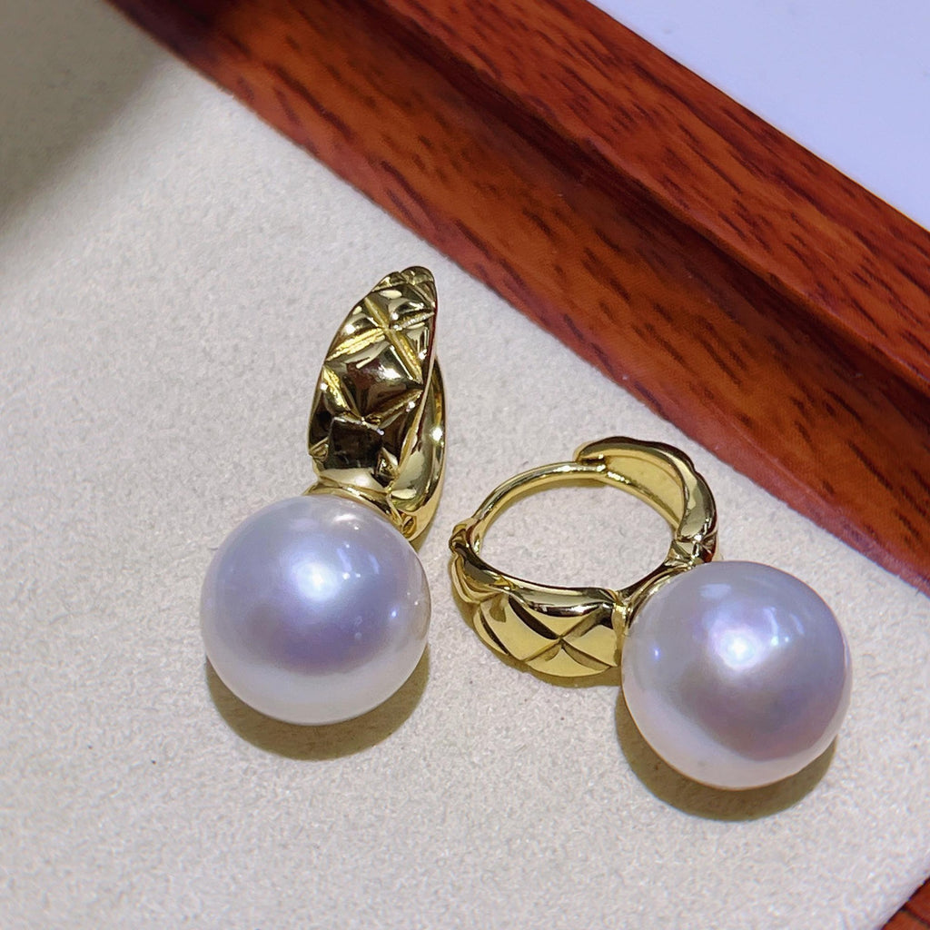 Bold Freshwater Pearl Hoop Earrings
