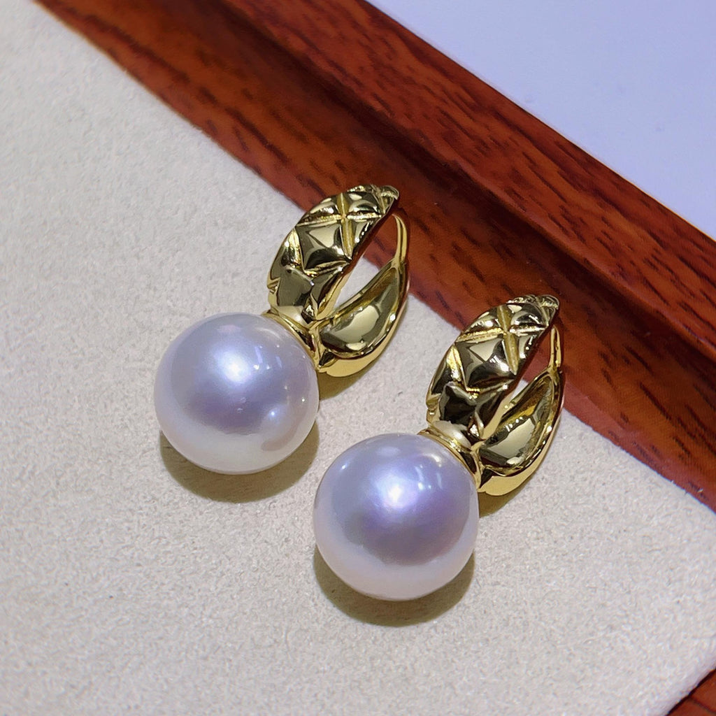 Bold Freshwater Pearl Hoop Earrings