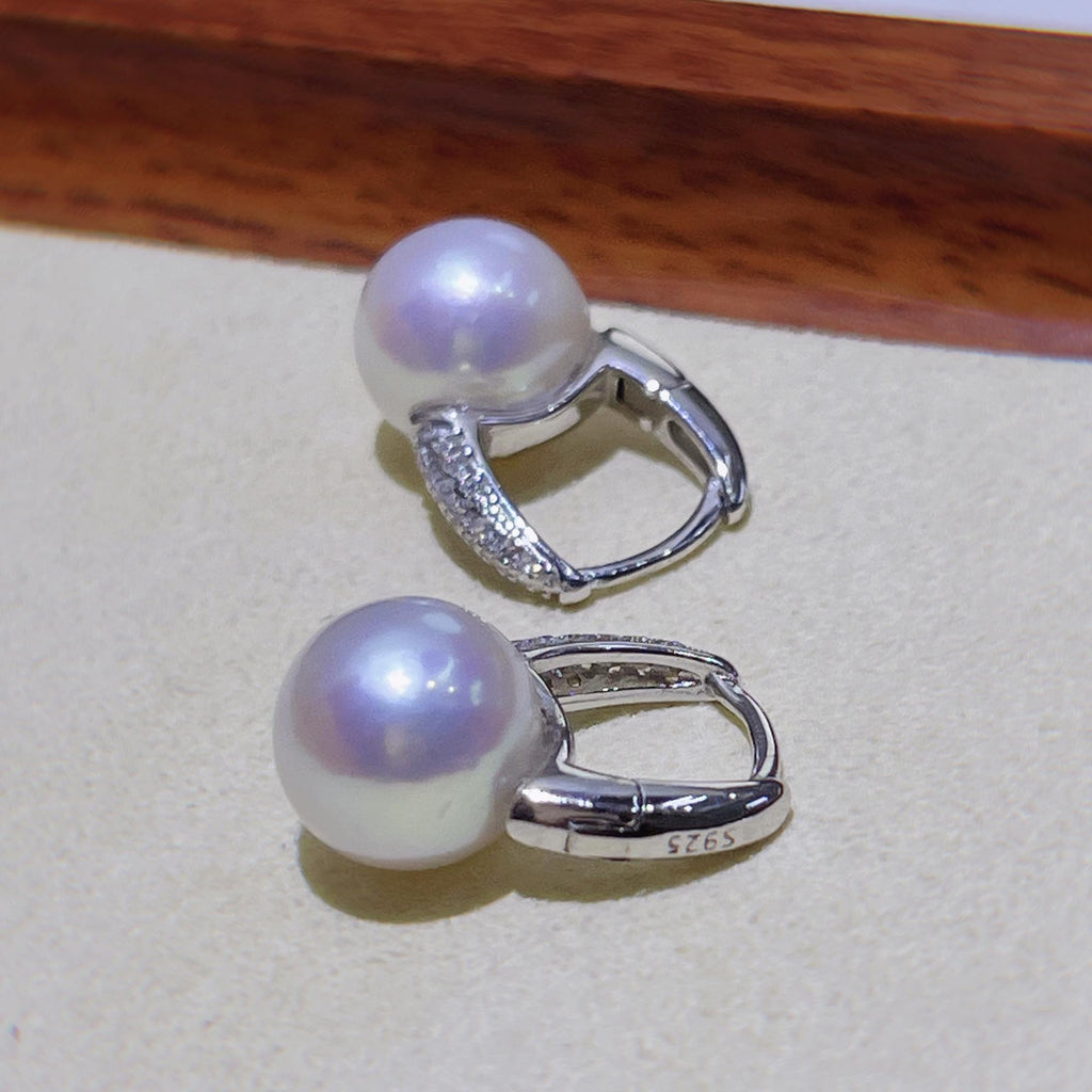 Freshwater Pearl Silver Bucket Earrings