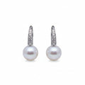 Freshwater Pearl Leverback Hoop Earrings in Sterling Silver