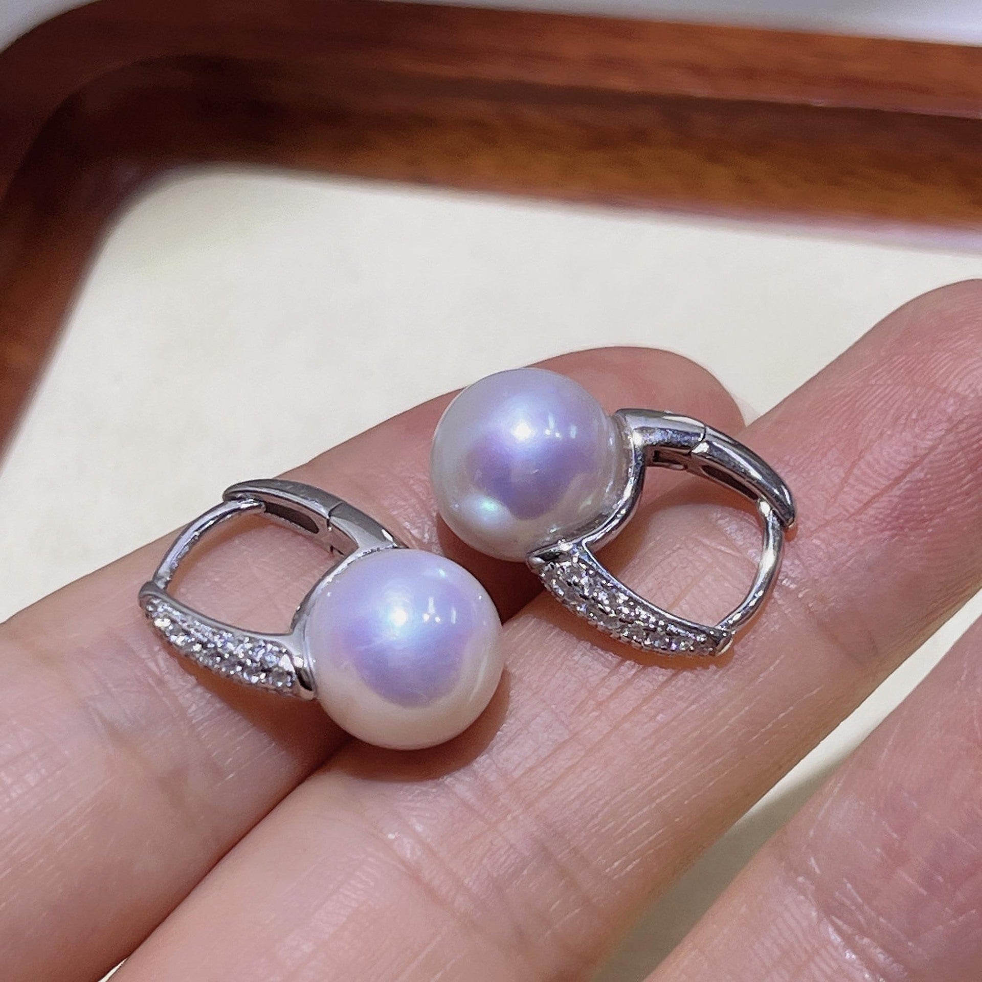 Freshwater Pearl Silver Bucket Earrings