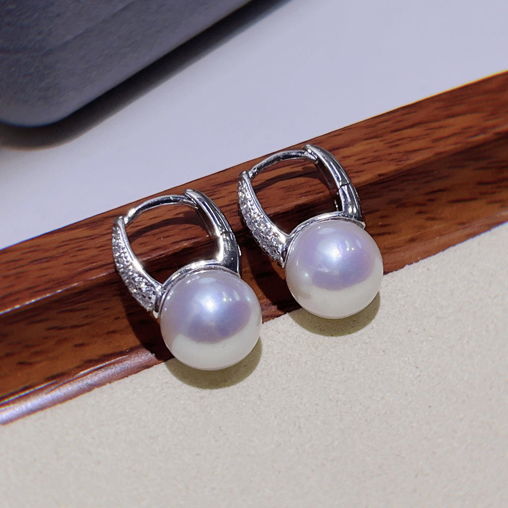 Freshwater Pearl Silver Bucket Earrings