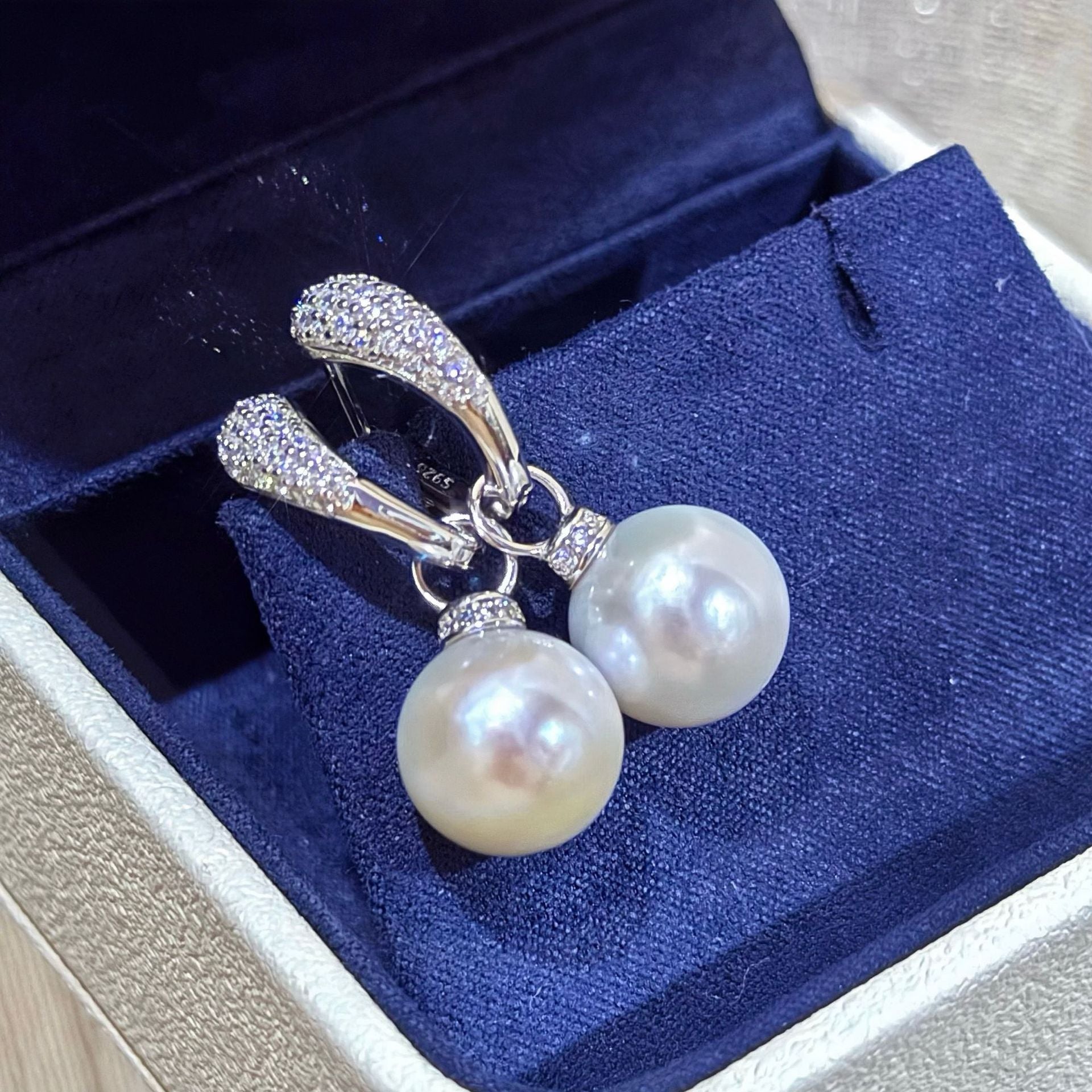 Freshwater Pearl Pavé Hoop Earrings