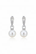 Freshwater Pearl Pavé Zirconia Hoop Earrings in Sterling Silver