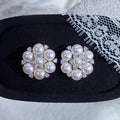 3–5mm Freshwater Button Pearl Cluster Stud Earrings