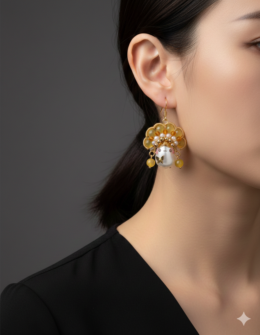 Female Warrior Baroque Pearl  Earrings