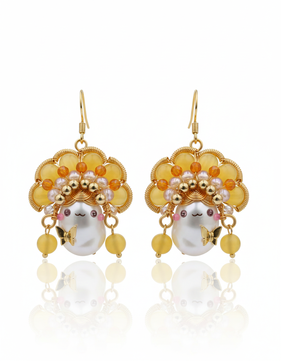 Female Warrior Baroque Pearl  Earrings