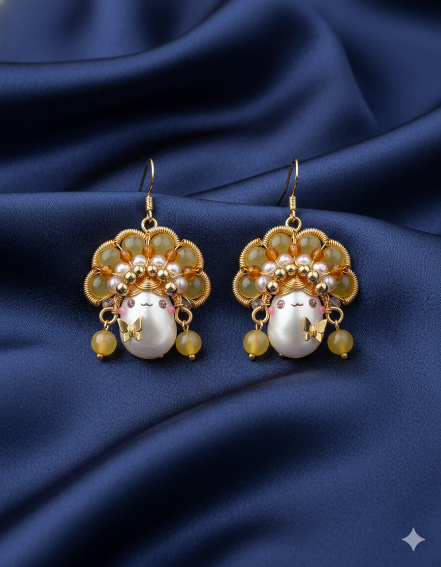 Female Warrior Baroque Pearl  Earrings