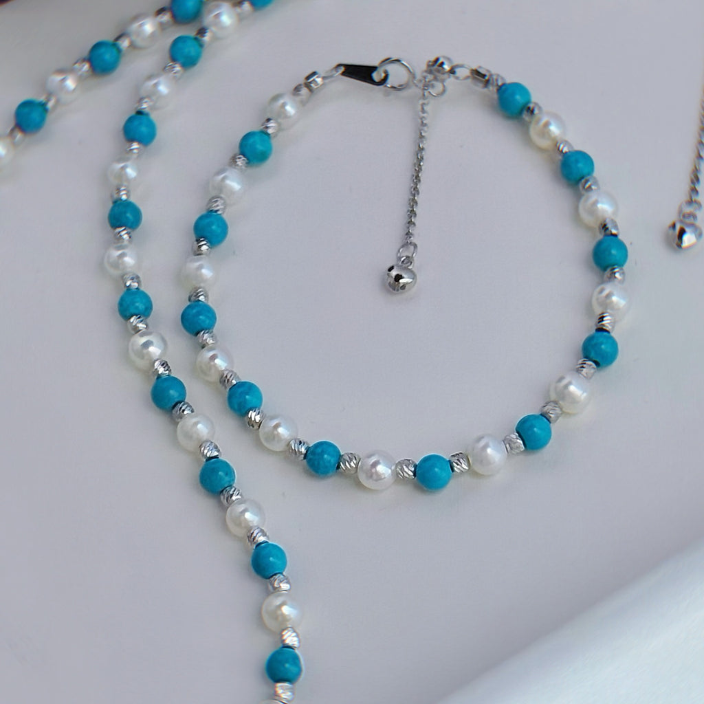 Pearl turquoise bracelet render background close-up