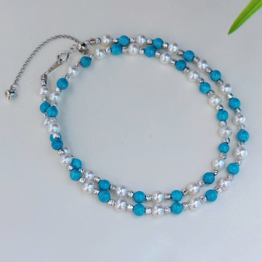 Pearl turquoise necklace render background close-up
