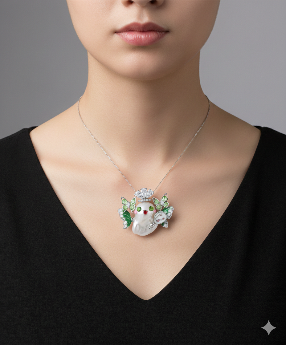 Butterfly Crown Baroque Pearl Sprite Pendant