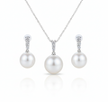 Zirconia Freshwater Pearl Pendant & Earrings Set